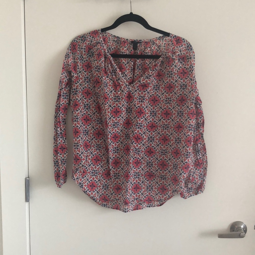 mosaic pattern Moroccan pink blue white shirt